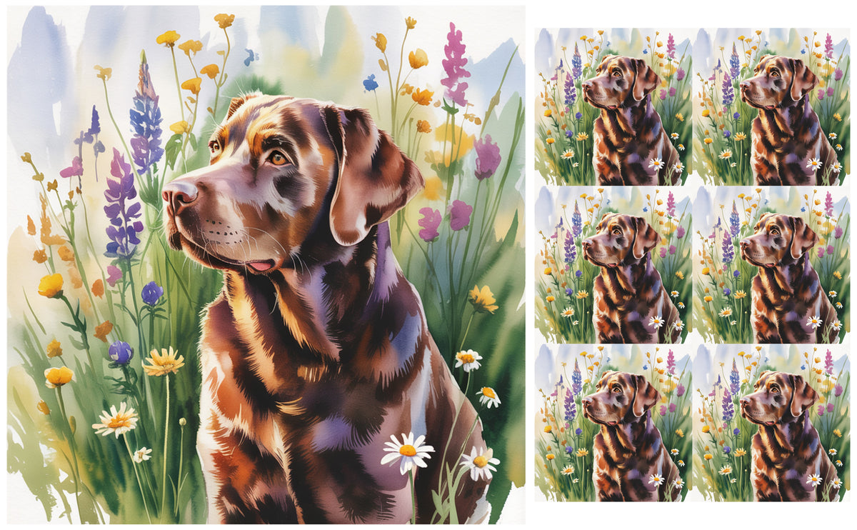 DecoCraft - Scenic Tiles Series - Watercolor Pets - Labrador - Chocolate