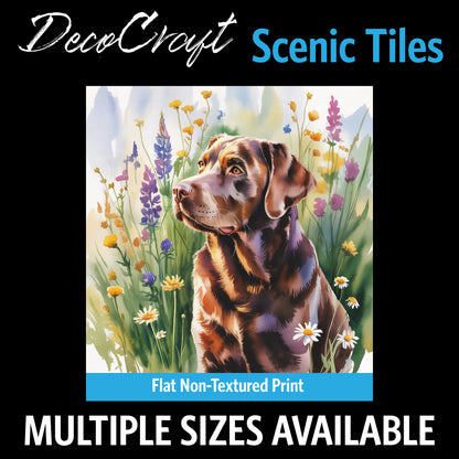 DecoCraft - Scenic Tiles Series - Watercolor Pets - Labrador - Chocolate