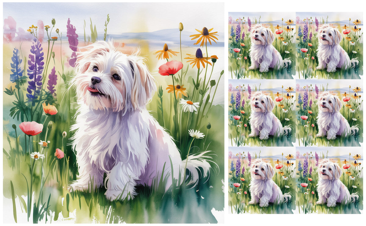 DecoCraft - Scenic Tiles Series - Watercolor Pets - Maltese