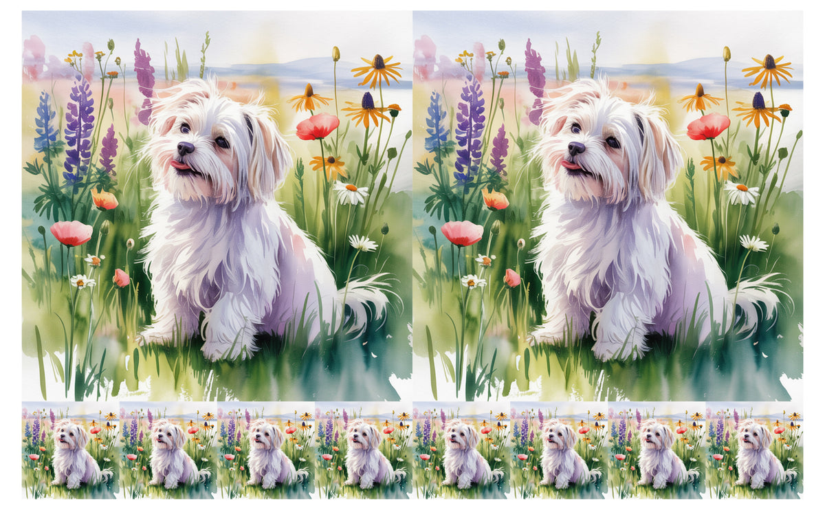 DecoCraft - Scenic Tiles Series - Watercolor Pets - Maltese