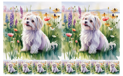 DecoCraft - Scenic Tiles Series - Watercolor Pets - Maltese