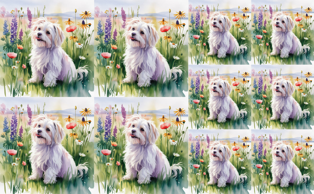 DecoCraft - Scenic Tiles Series - Watercolor Pets - Maltese