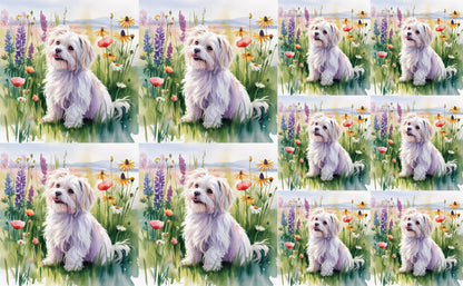 DecoCraft - Scenic Tiles Series - Watercolor Pets - Maltese