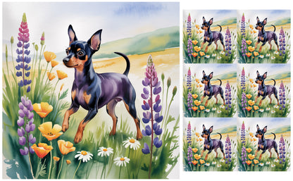 DecoCraft - Scenic Tiles Series - Watercolor Pets - Miniature Pinscher