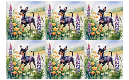 DecoCraft - Scenic Tiles Series - Watercolor Pets - Miniature Pinscher