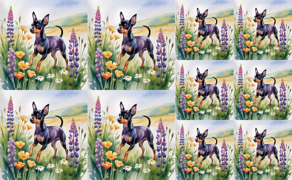 DecoCraft - Scenic Tiles Series - Watercolor Pets - Miniature Pinscher