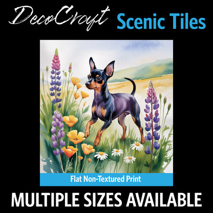 DecoCraft - Scenic Tiles Series - Watercolor Pets - Miniature Pinscher