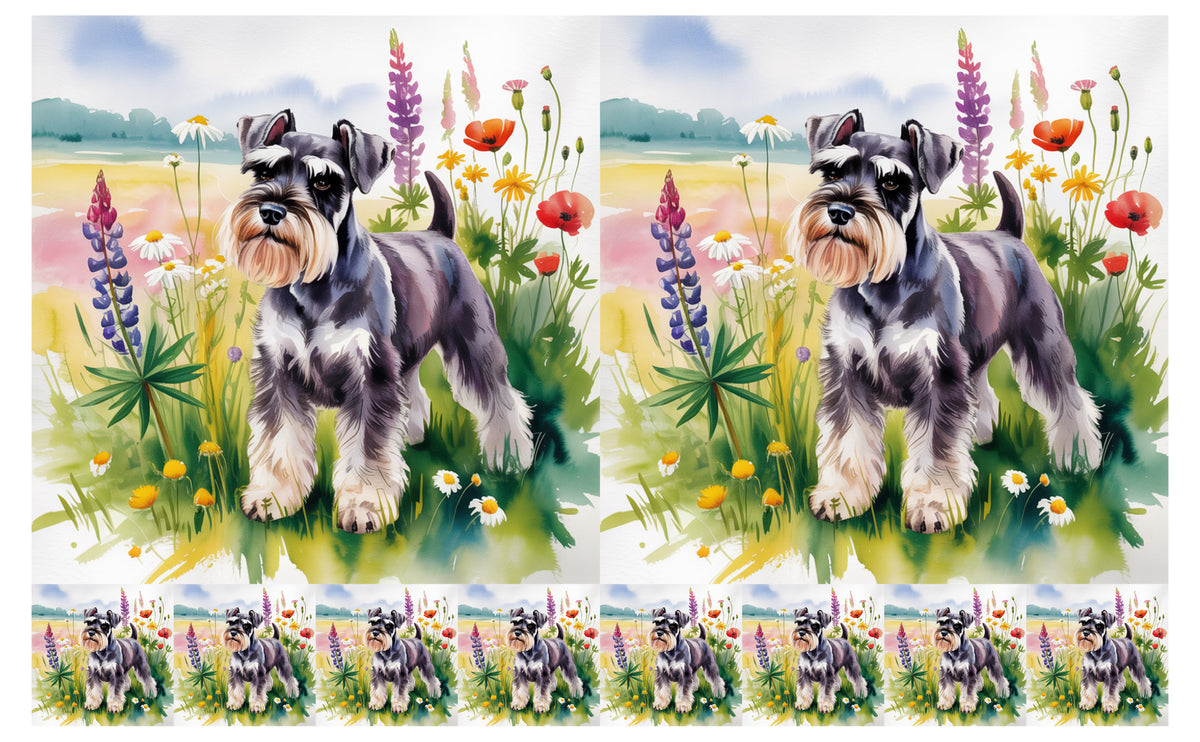 DecoCraft - Scenic Tiles Series - Watercolor Pets - Miniature Schnauzer