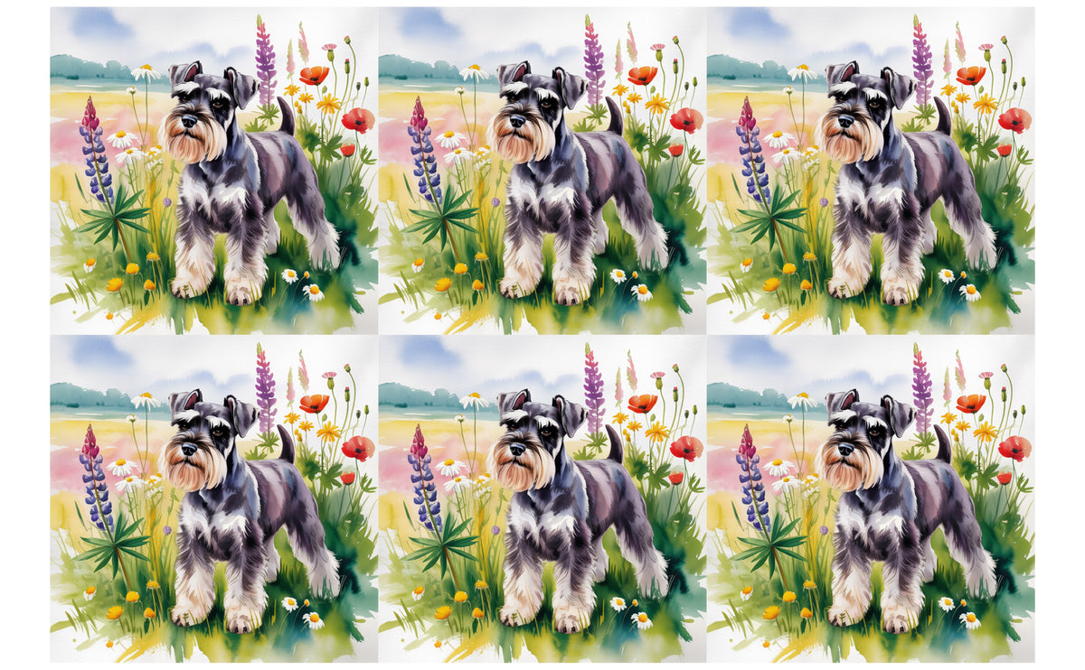 DecoCraft - Scenic Tiles Series - Watercolor Pets - Miniature Schnauzer
