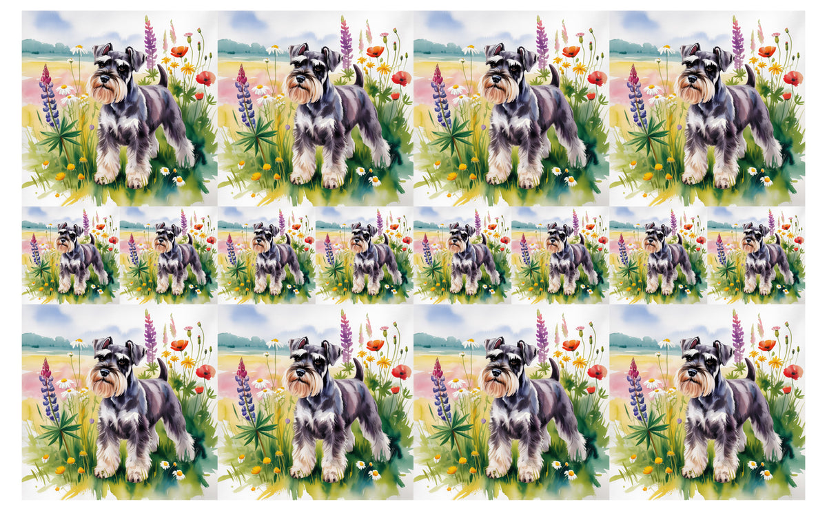DecoCraft - Scenic Tiles Series - Watercolor Pets - Miniature Schnauzer