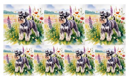 DecoCraft - Scenic Tiles Series - Watercolor Pets - Miniature Schnauzer