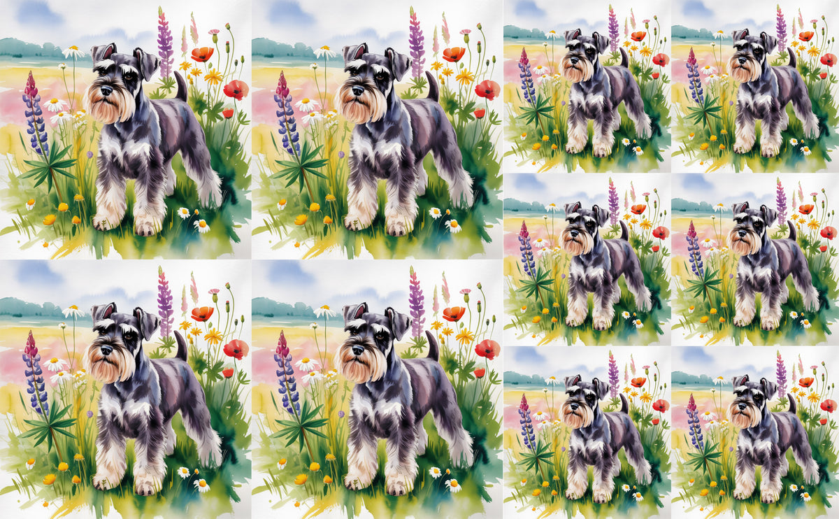 DecoCraft - Scenic Tiles Series - Watercolor Pets - Miniature Schnauzer