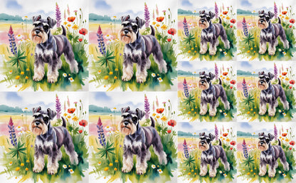 DecoCraft - Scenic Tiles Series - Watercolor Pets - Miniature Schnauzer