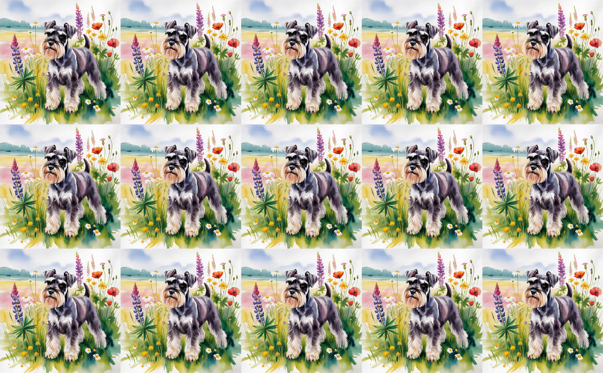 DecoCraft - Scenic Tiles Series - Watercolor Pets - Miniature Schnauzer