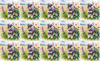 DecoCraft - Scenic Tiles Series - Watercolor Pets - Miniature Schnauzer