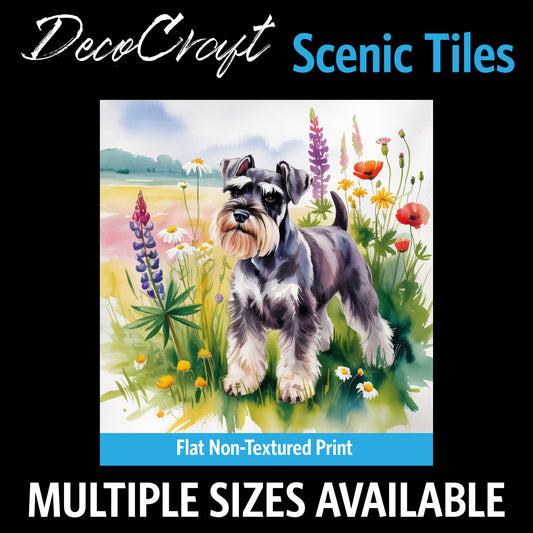 DecoCraft - Scenic Tiles Series - Watercolor Pets - Miniature Schnauzer