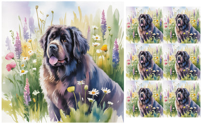 DecoCraft - Scenic Tiles Series - Watercolor Pets - Newfoundland