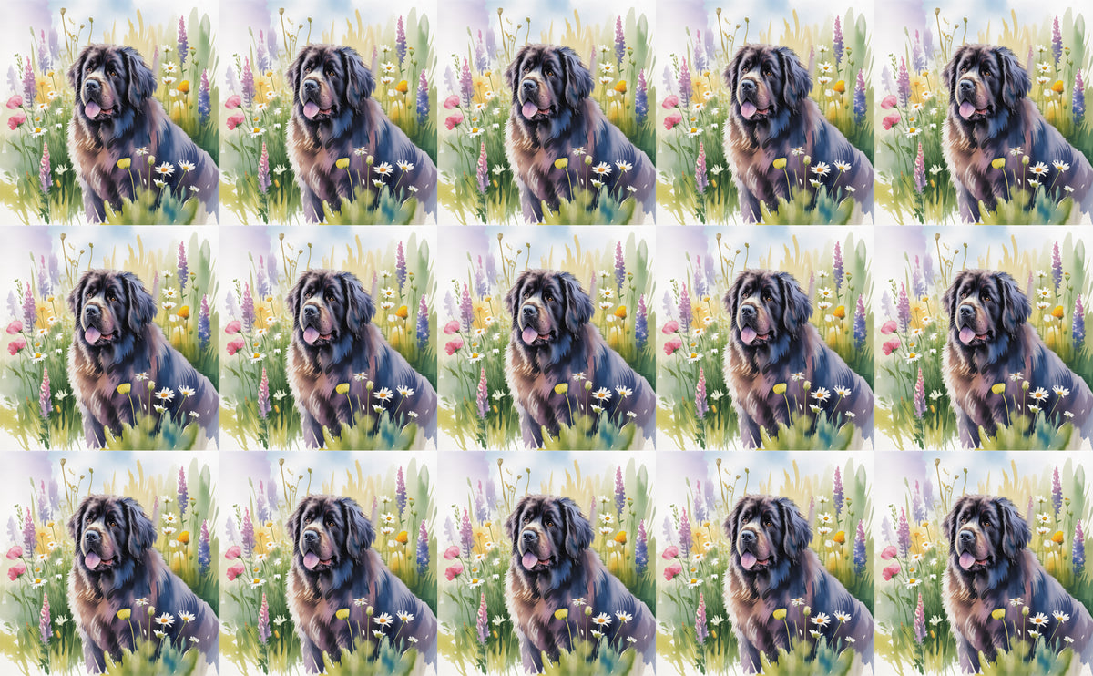 DecoCraft - Scenic Tiles Series - Watercolor Pets - Newfoundland