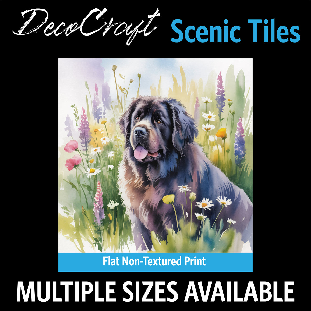 DecoCraft - Scenic Tiles Series - Watercolor Pets - Newfoundland