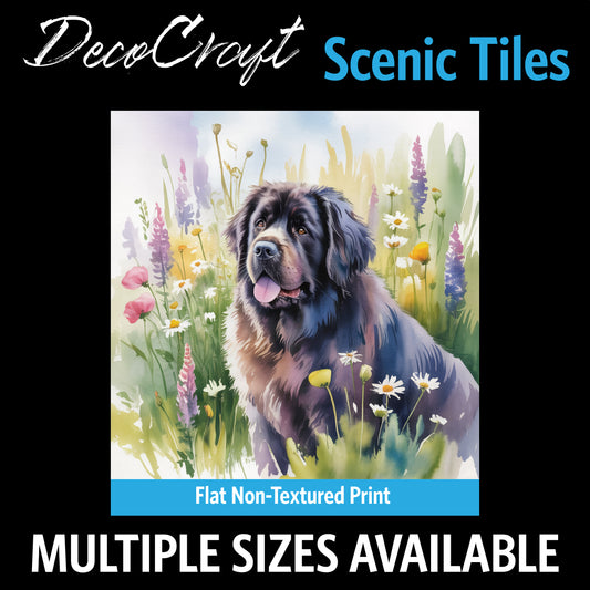 DecoCraft - Scenic Tiles Series - Watercolor Pets - Newfoundland