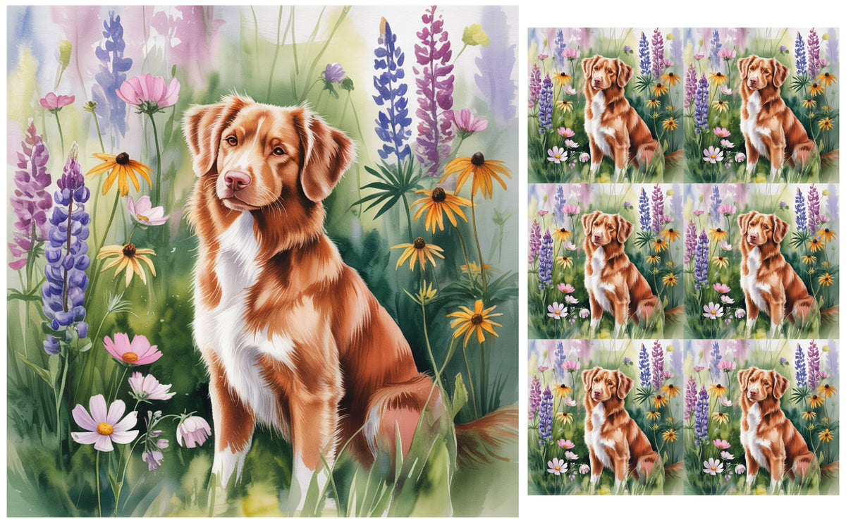 DecoCraft - Scenic Tiles Series - Watercolor Pets - Nova Scotia Duck Tolling Retriever
