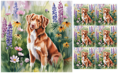 DecoCraft - Scenic Tiles Series - Watercolor Pets - Nova Scotia Duck Tolling Retriever