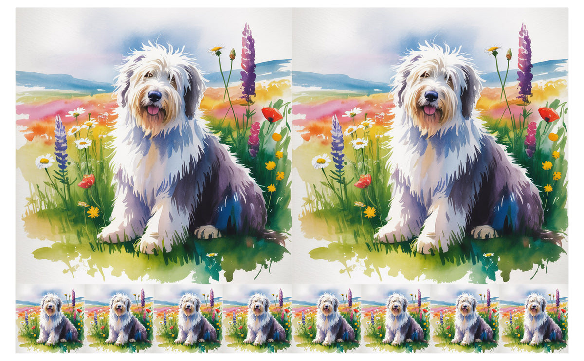 DecoCraft - Scenic Tiles Series - Watercolor Pets - Old English Sheepdog