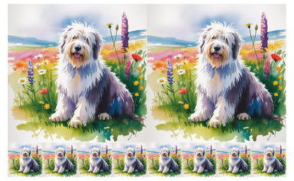 DecoCraft - Scenic Tiles Series - Watercolor Pets - Old English Sheepdog