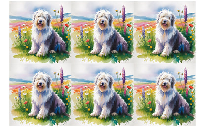 DecoCraft - Scenic Tiles Series - Watercolor Pets - Old English Sheepdog