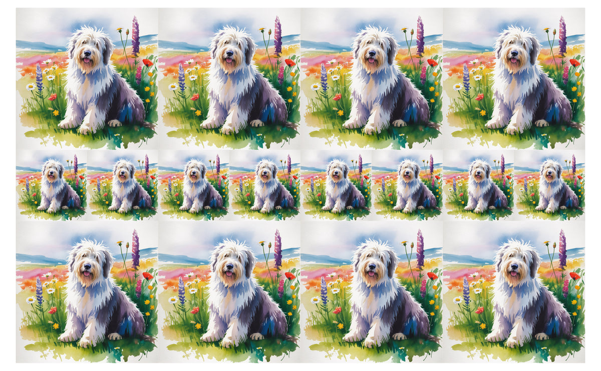 DecoCraft - Scenic Tiles Series - Watercolor Pets - Old English Sheepdog