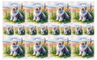 DecoCraft - Scenic Tiles Series - Watercolor Pets - Old English Sheepdog