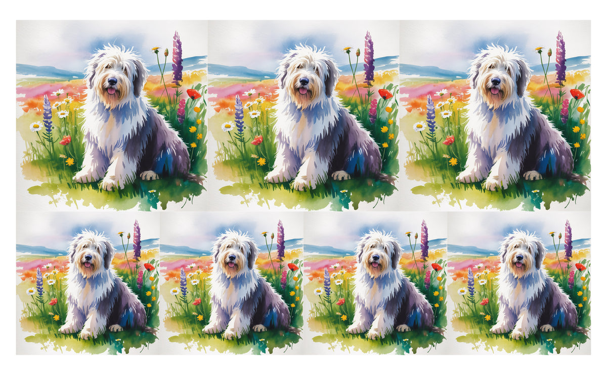 DecoCraft - Scenic Tiles Series - Watercolor Pets - Old English Sheepdog