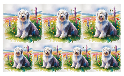DecoCraft - Scenic Tiles Series - Watercolor Pets - Old English Sheepdog