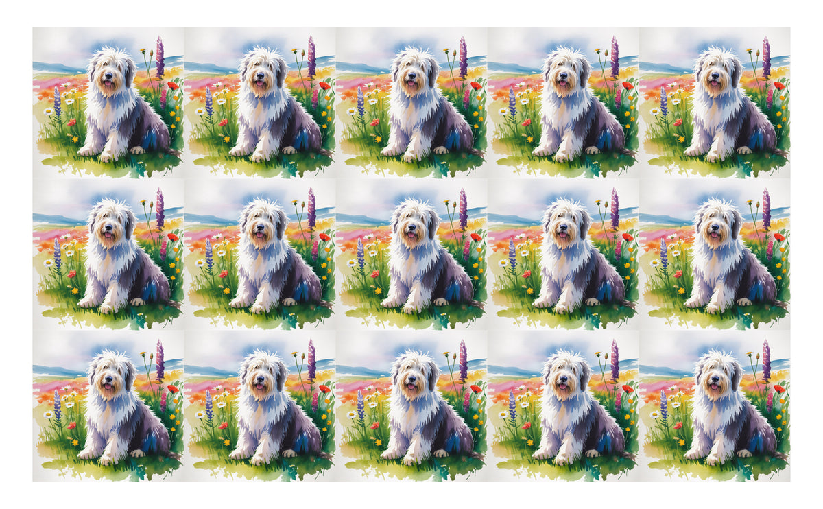 DecoCraft - Scenic Tiles Series - Watercolor Pets - Old English Sheepdog