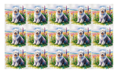 DecoCraft - Scenic Tiles Series - Watercolor Pets - Old English Sheepdog