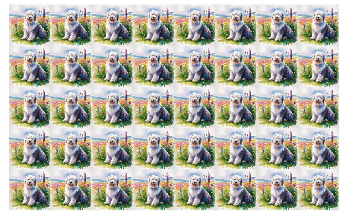 DecoCraft - Scenic Tiles Series - Watercolor Pets - Old English Sheepdog