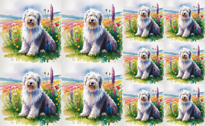 DecoCraft - Scenic Tiles Series - Watercolor Pets - Old English Sheepdog