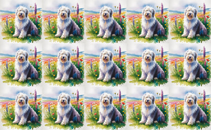 DecoCraft - Scenic Tiles Series - Watercolor Pets - Old English Sheepdog