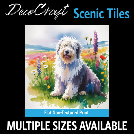 DecoCraft - Scenic Tiles Series - Watercolor Pets - Old English Sheepdog