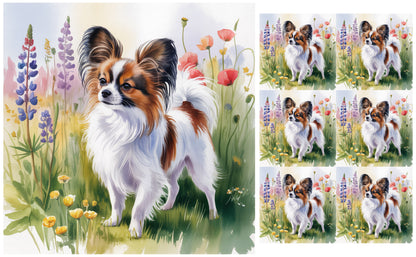 DecoCraft - Scenic Tiles Series - Watercolor Pets - Papillon