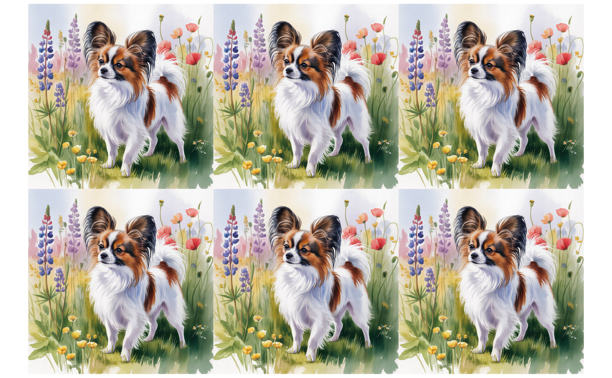 DecoCraft - Scenic Tiles Series - Watercolor Pets - Papillon