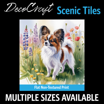 DecoCraft - Scenic Tiles Series - Watercolor Pets - Papillon