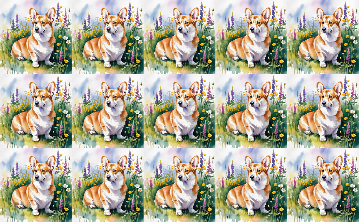 DecoCraft - Scenic Tiles Series - Watercolor Pets - Pembroke Welsh Corgi