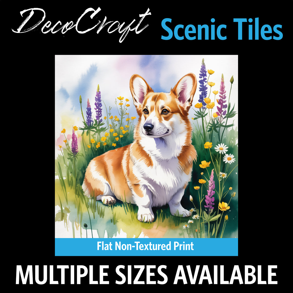 DecoCraft - Scenic Tiles Series - Watercolor Pets - Pembroke Welsh Corgi