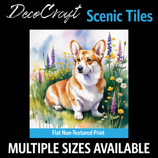 DecoCraft - Scenic Tiles Series - Watercolor Pets - Pembroke Welsh Corgi