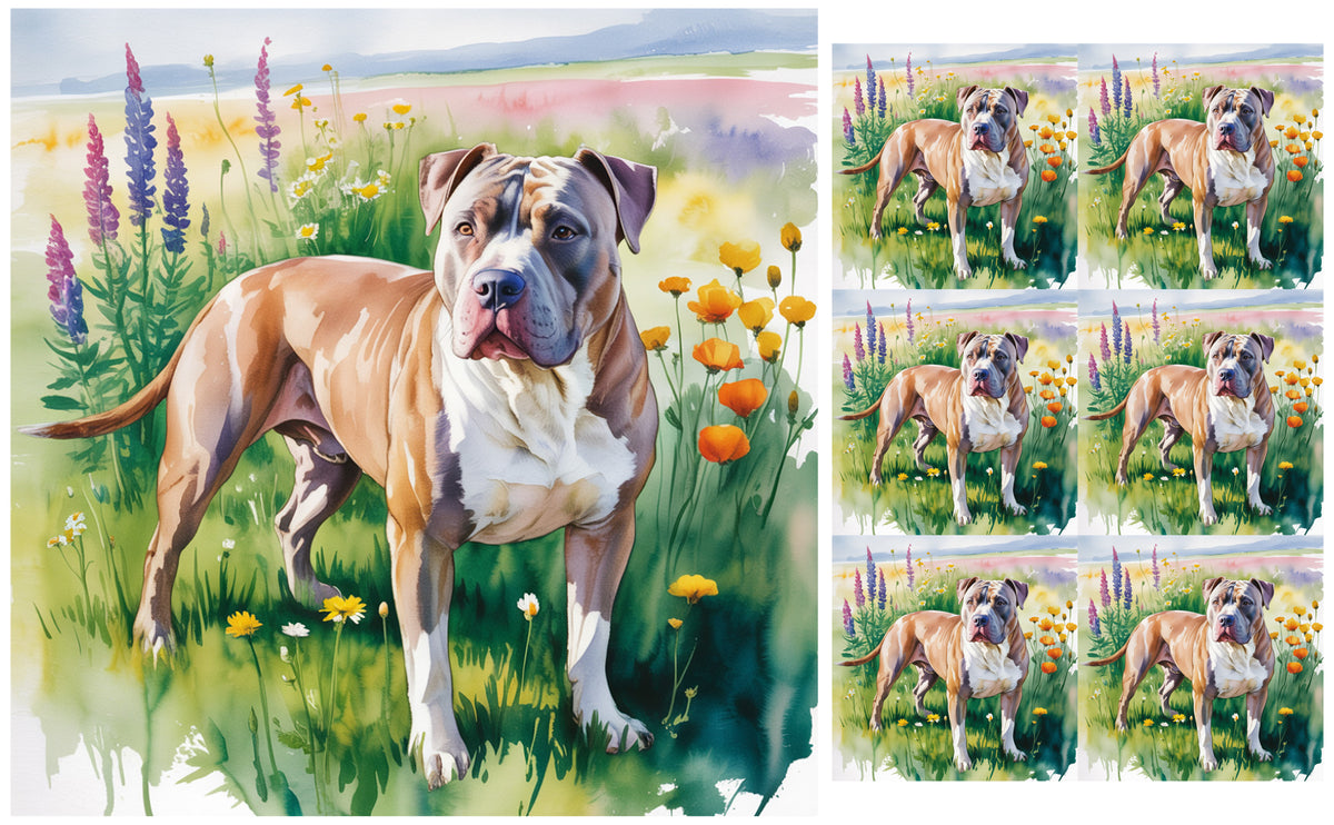 DecoCraft - Scenic Tiles Series - Watercolor Pets - Pitbull - Tan
