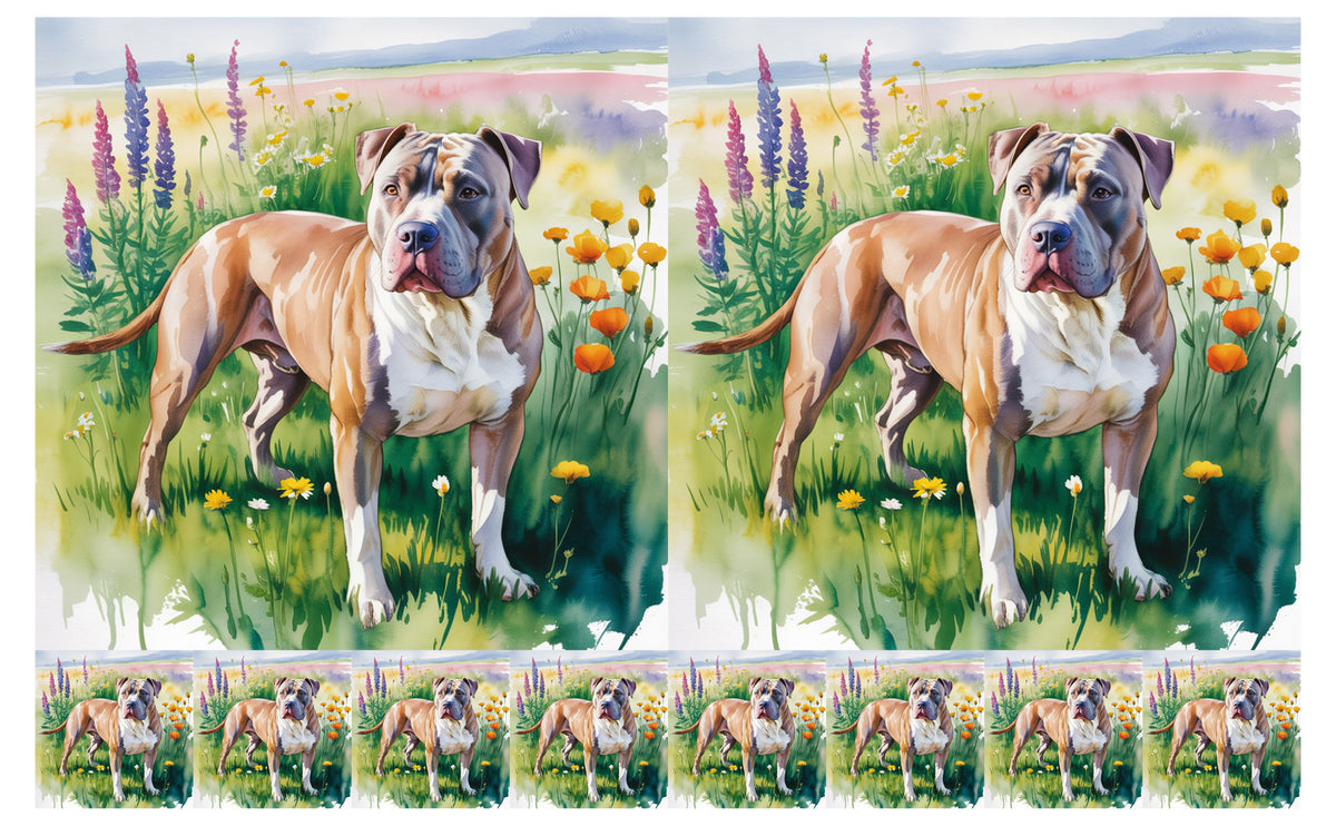 DecoCraft - Scenic Tiles Series - Watercolor Pets - Pitbull - Tan