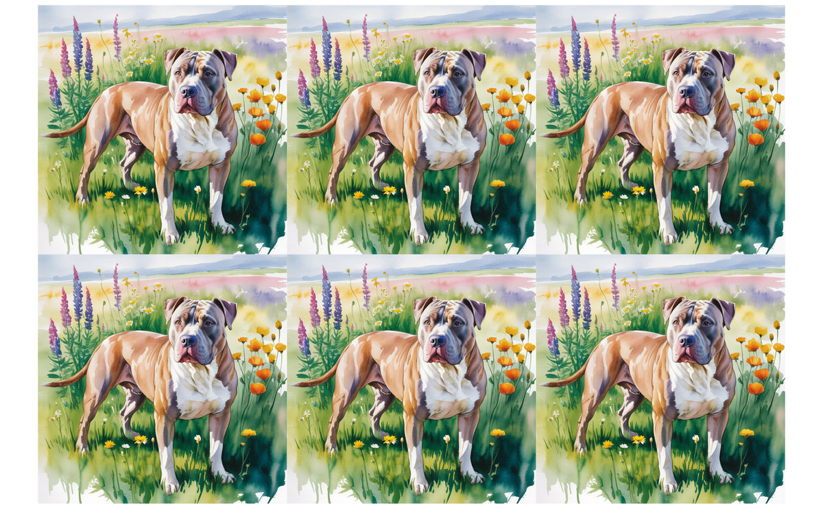 DecoCraft - Scenic Tiles Series - Watercolor Pets - Pitbull - Tan