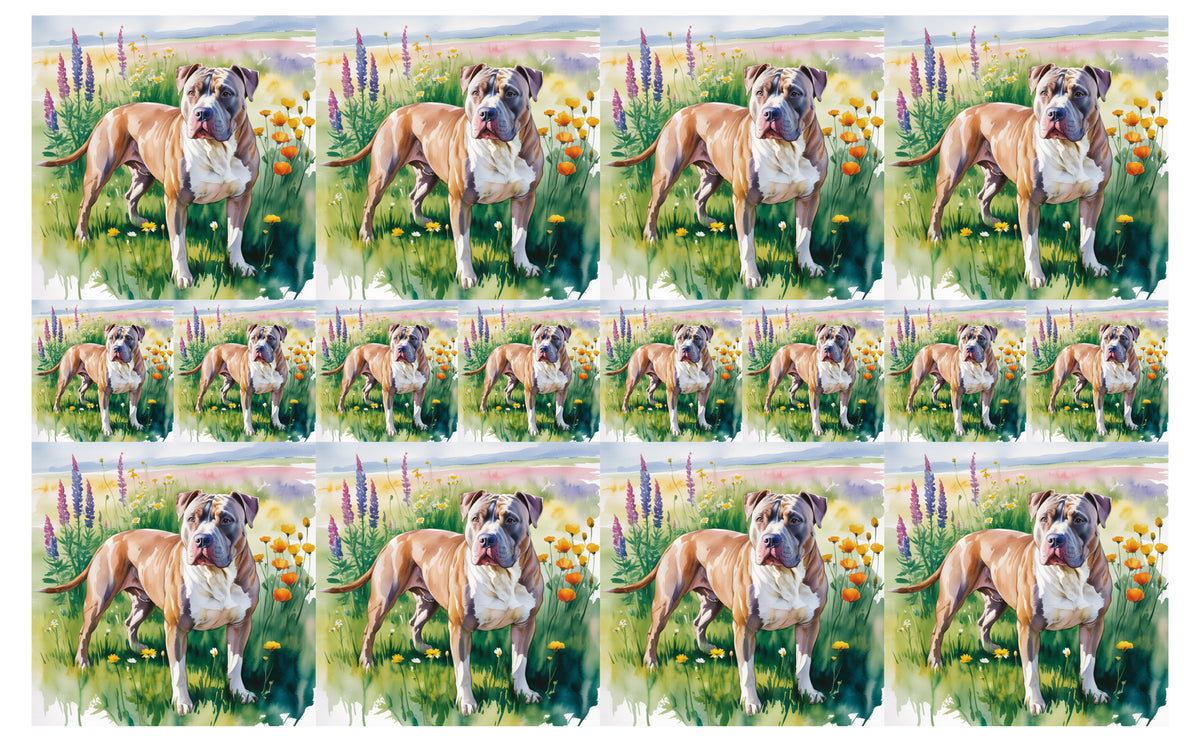 DecoCraft - Scenic Tiles Series - Watercolor Pets - Pitbull - Tan