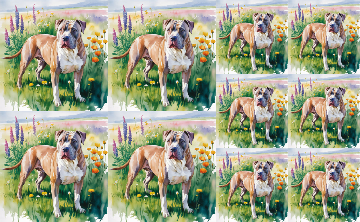 DecoCraft - Scenic Tiles Series - Watercolor Pets - Pitbull - Tan